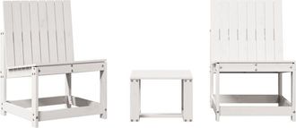 vidaXL 3 Piece Garden Lounge Set White Solid Wood Pine Vidaxl