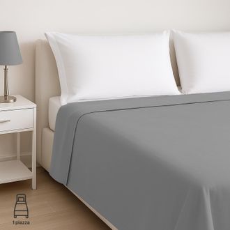 KASANOVA Lenzuolo piano singolo cotone percalle grigio