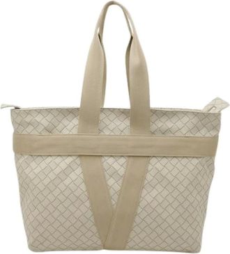 Bottega Veneta Pre-owned Tote Bags, male, Beige, Size: ONE SIZE Pre-owned Intrecciato Scorpito Rubber Tote Bag