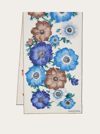 Ferragamo Women Anemone print silk scarf Blue