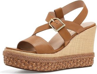 Johnston & Murphy Addison Asymmetrical Wedge Womens Sandals Cognac Nappa Leather : 7.5 M