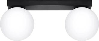 Wonderlamp L&aacute;mpara de techo rectangular negro con 2 esferas