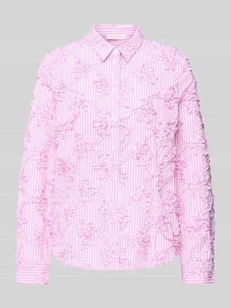 Christian Berg HBK Z&uuml;mdholzstreifen Streifen Bluse mit Blumen Applikationen in Rosa, Gr&ouml;&szlig;e 36