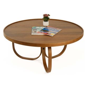 Dmora Mesa De Centro Chiavenna, Forma Redonda, Tablero De Madera, Color Marr&oacute;n, 100x100x46h Cm, Nogal Marr&oacute;n
