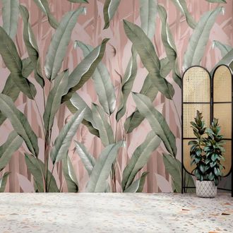 Superfresco Easy Banana Leaf Pink Print To Order 3m x 2.8m Mural