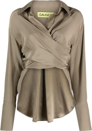 Gauge81 Sabinas silk wraparound shirt - women - Silk - 34 - Green