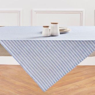 Solino Home Linen Table Throw - Amalfi Stripe, 52 x 52, 52 x 52 in Sky Blue And White at Nordstrom, Size Small