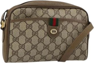 Gucci Pre-owned Cross Body Bags, female, Beige, Size: ONE SIZE Pre-owned Vintage GG Canvas Shoulder Bag
