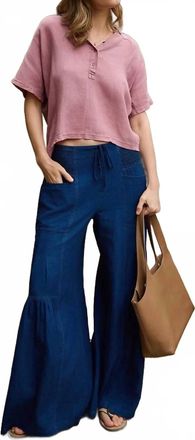 Xcvi Zain Twill Tiered Wide Leg Pants In Sluice Wash