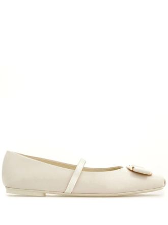 Ferragamo Off White Slip On Ballet Flats