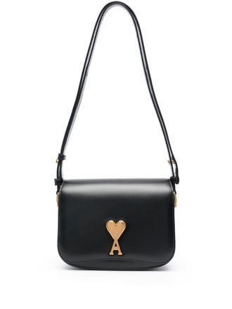 Ami Paris Paris leather shoulder bag - unisex - Calf Leather - OS - Black