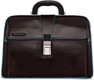 Piquadro Blauw Vierkant Leren Dokterstas - unisex - Laptoptassen - Bruin - ONE Size - Leer - Tassen