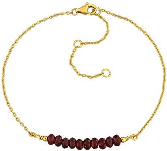 Rina Limor Silver 0.97 Ct. Tw. Garnet Bead Bar Bracelet