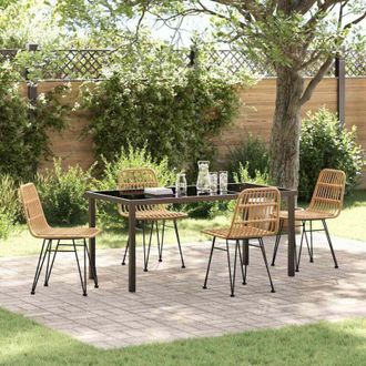 vidaXL Conjunto De Comedor De Jard&iacute;n 5 Pcs Marr&oacute;n Polirat&aacute;n Vidaxl