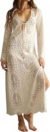 Nightcap Lanai Lace Maxi Coverup Dress In Dove