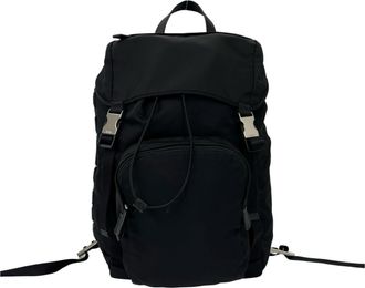 Prada Black Nylon Leather Backpack (Pre-Owned)