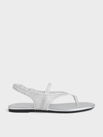 Charles & Keith Ellory Mesh Thong Slingback Sandals