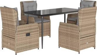 vidaXL Vidaxl - Set Da Pranzo Da Giardino 5 Pz Con Cuscini Beige In Polyrattan