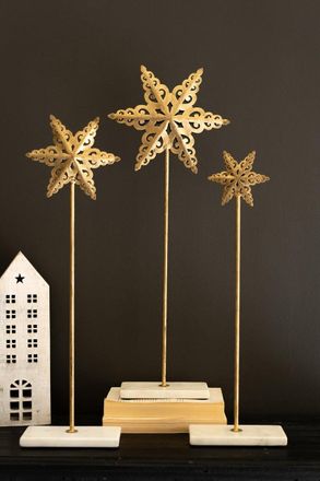 Kalalou Set Of Three Metal Stars On Marble Bases