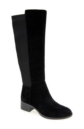 Kenneth Cole Levon Rib Knit Knee High Boot in Black Suede at Nordstrom, Size 6.5