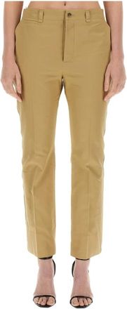 Saint Laurent Broeken, Dames, Beige, M, Katoen, Slim-fit Pantalon