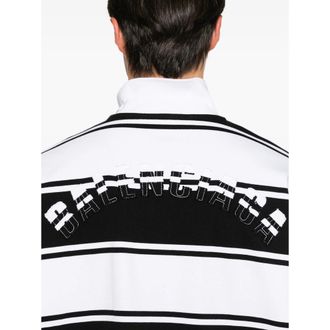 Balenciaga Striped Logo-patch Polo Shirt