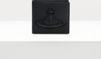 Vivienne Westwood Man. Billfold Wallet Smooth Leather Injected Orb Black One Size Men