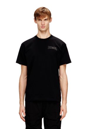 Diesel Regular cotton T-shirt with Diesel embroidery - T-Shirts - Man - Black