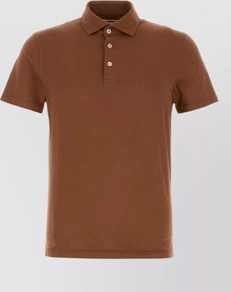Fedeli stretch cotton polo shirt short sleeves
