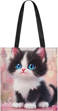 Generic Black And White Cat Tote Bag for Women Men Shoulder Bags Purses Pouch Handbags