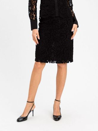 Twin-Set High-Waisted Lace Pencil Mini Skirt with Back Slit
