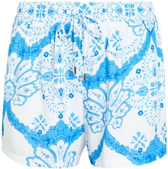 Melissa Odabash Annie Printed Woven Shorts - Blue And White - XL (UK16 / XL)