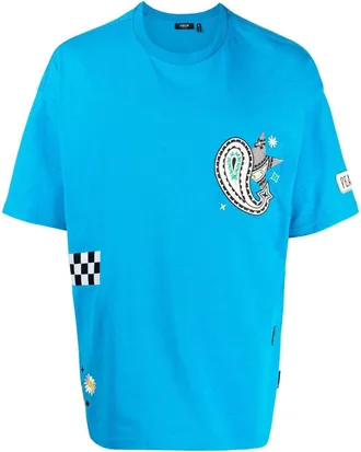Five CM embroidered cotton T-Shirt - men - Cotton - L - Blue