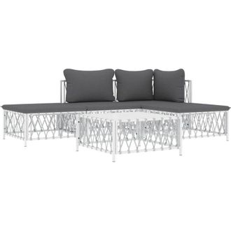 vidaXL Juego De Muebles De Jard&iacute;n 5 Piezas Y Cojines Acero Blanco Vidaxl