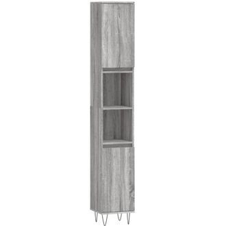 vidaXL Armario de baño madera contrachapada gris Sonoma 30x30x190 cm Vidaxl