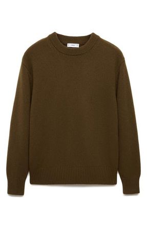 Mango Crewneck Sweater in Olive Green at Nordstrom, Size Small