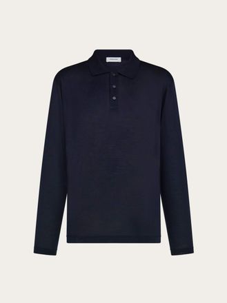 Ferragamo Uomo Polo manica lunga in seta Blu