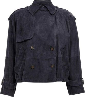 Brunello Cucinelli Womens Night Sky Suede Jacket, Size 44