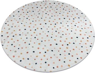 RugsX BAMBINO 47890 round washing carpet Dots for children anti-slip - white / brown multicolour round 160 cm