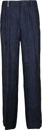 PESERICO Velour Wide-Leg Trousers with Subtle Stripe Detail