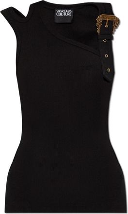 Versace Jeans Couture Geribbelde tanktop - Dames - Tops zonder mouwen - Zwart - L - Tops