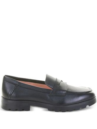 Santoni penny-slot leather loafers - Black
