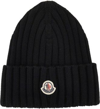 Moncler Wool beanie hat with logo patch Woman One Size