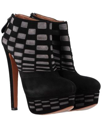 Alaia Ala&iuml;a Womens Suede Laser Cut Platform Bootie (Authentic Pre-Loved)