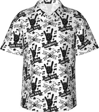 Generic Mens Button Down Casual Shirts Heavy Rock Music Punk Classic Hawaiian Short Sleeve Beach Shirt with Pocket M