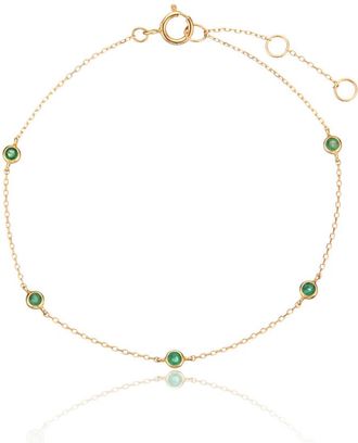Lily & Roo Solid Gold Five Stone Emerald Bracelet