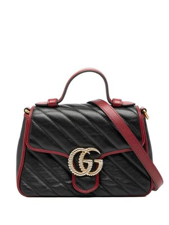 Gucci 2016-2025 GG Marmont Matelasse Leather Torchon Top Handle Bag satchel - Black