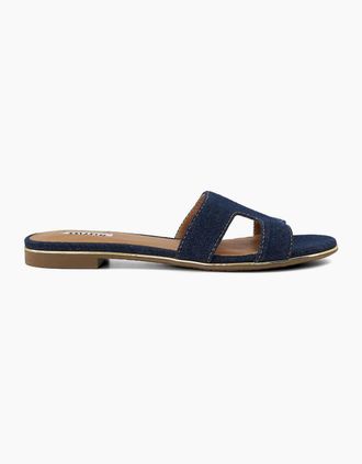 Dune London Womens Lo Loopers Open Toe Flat Slides Sandals - Navy - Size: 7