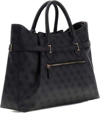 Guess Womens Satchel Bag Coal Logo Polyurethane - Satchel-Bags