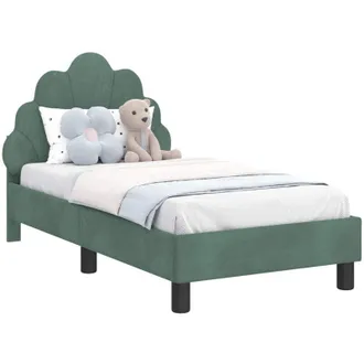 vidaXL Toddler Bed Frame with Headboard Sea Green 70 x 140 cm Velvet vidaXL